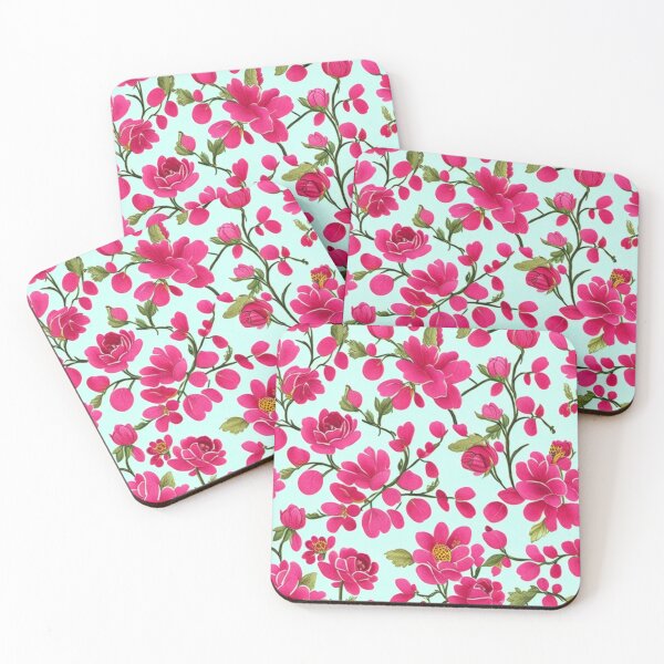 Item preview, Pink flowering tree pattern pink peonies pink cherry blossoms pink rose art pattern designed and sold by hollycooper.