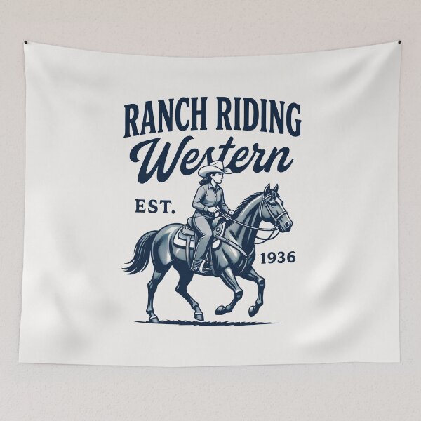 Item preview, Vintage Ranch Riding Western EST 1936 - Cowgirl Equestrian Art designed and sold by SplashTastic.