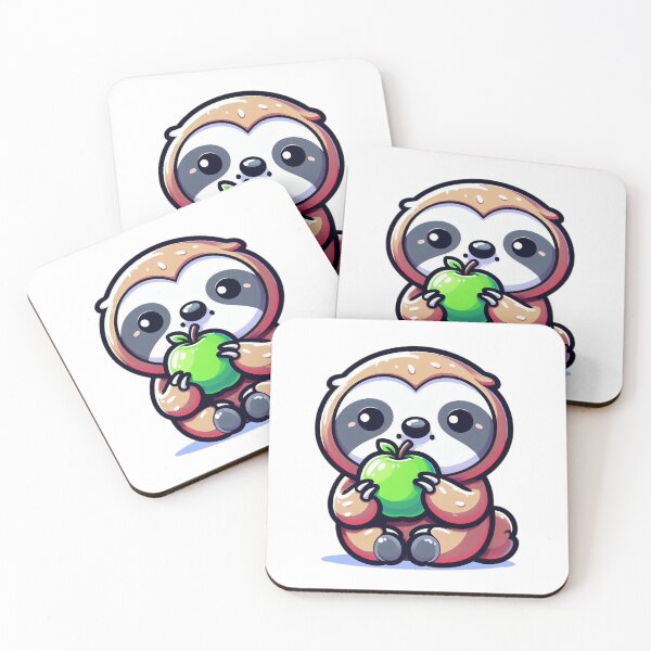 Item preview, Sloth Holding a Green Apple | Cute Slow Living Character | Wholesome Nature Inspired Playful Design designed and sold by PaintedPixels01.