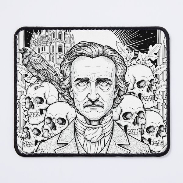 Item preview, Edgar Allan Poe. Raven. Skull. Black and White. designed and sold by Shoot-The-Moon.