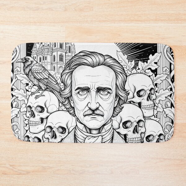 Item preview, Edgar Allan Poe. Raven. Skull. Black and White. designed and sold by Shoot-The-Moon.
