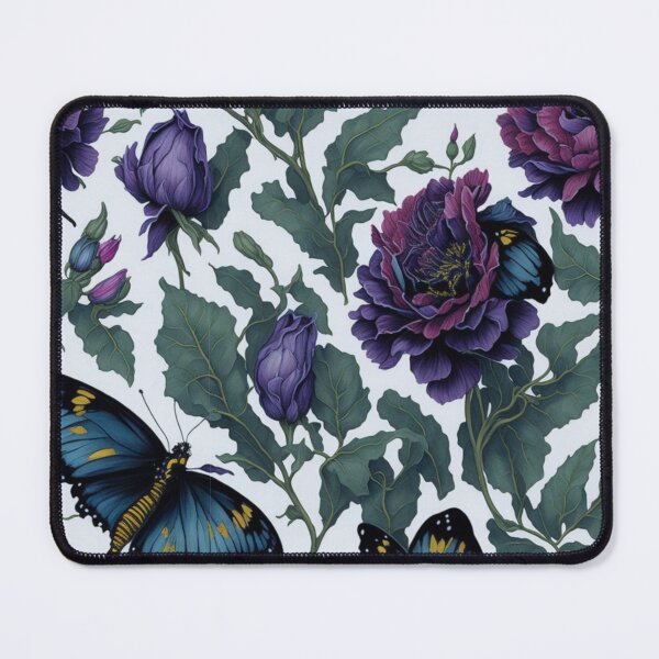 Item preview, Vintage purple magenta watercolor flower painting blue teal butterfly pattern  designed and sold by hollycooper.