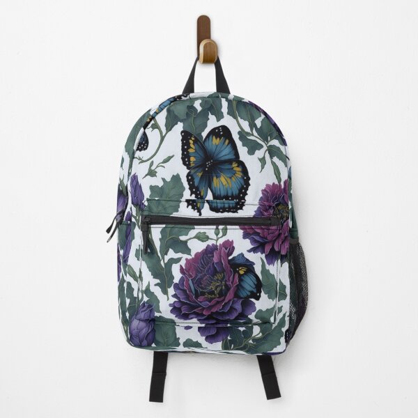 Item preview, Vintage purple magenta watercolor flower painting blue teal butterfly pattern  designed and sold by hollycooper.