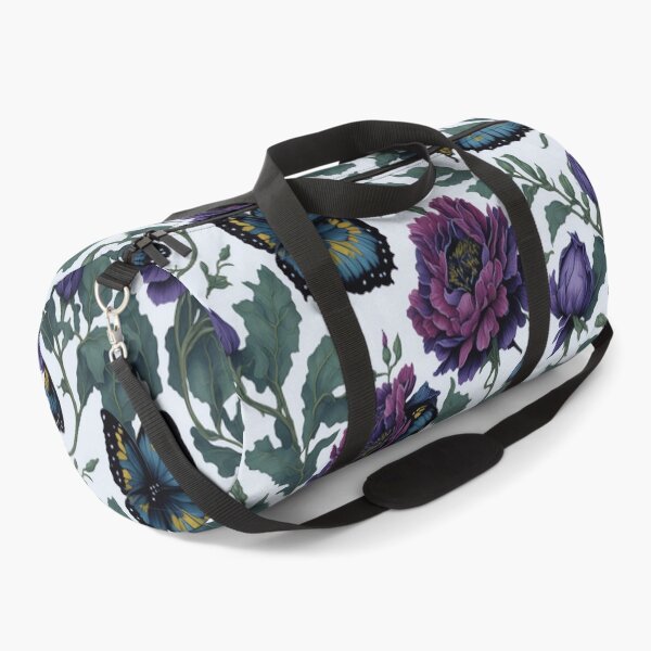 Item preview, Vintage purple magenta watercolor flower painting blue teal butterfly pattern  designed and sold by hollycooper.
