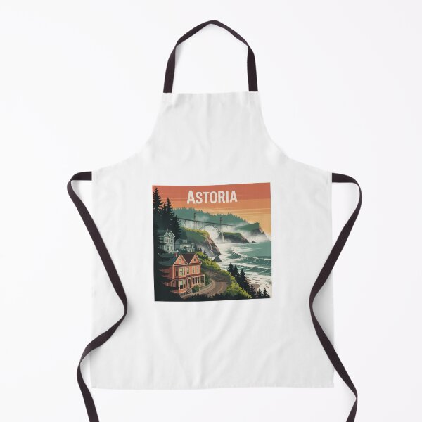 Item preview, Astoria Oregon Coastal Cliffside Road Poster – Sunset Bridge Landscape Illustration designed and sold by CircinusStore.
