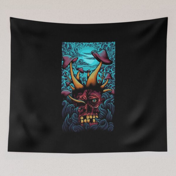 Item preview, Mushroom Mindscape – Psychedelic Skull Rising Through Waves designed and sold by Neon Chaos Studio.