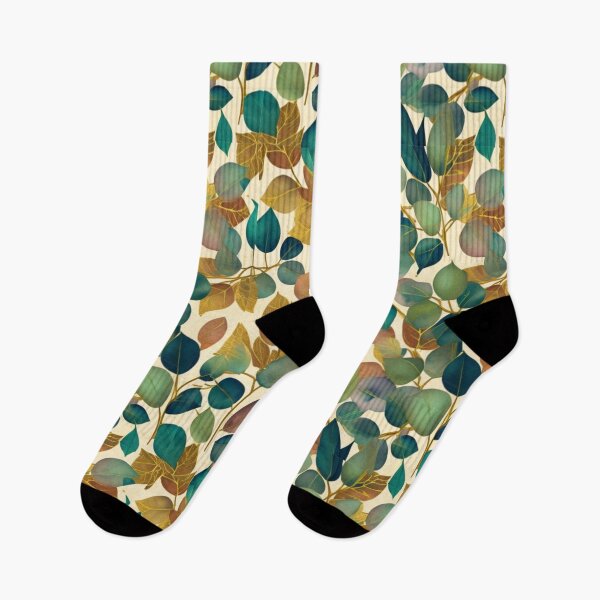 Item preview, Watercolor botanical greenery pattern green gold eucalyptus art  designed and sold by hollycooper.