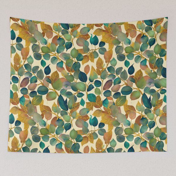 Item preview, Watercolor botanical greenery pattern green gold eucalyptus art  designed and sold by hollycooper.