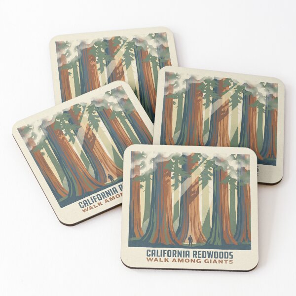 Item preview, California Redwoods Vintage WPA Style Travel Poster - Walk Among Giants designed and sold by Cozy-Old-Pub.