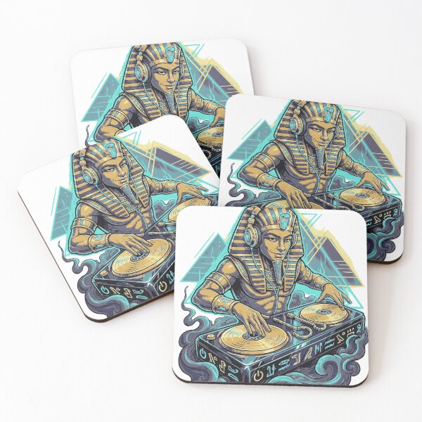 Item preview, Ancient Egypt DJ Pharaoh Spinning Vinyl – Futuristic EDM Turntable Art designed and sold by devilfronty.