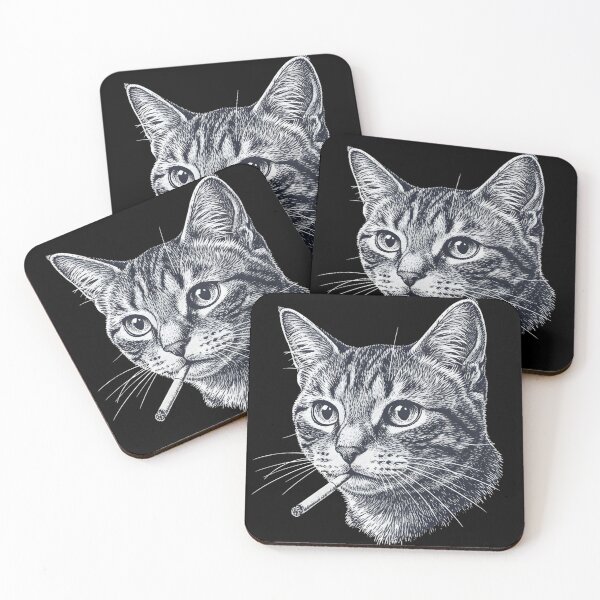 Item preview, Smoking Cat Portrait – Vintage Engraving Style Black Cat Art designed and sold by YYoYY.