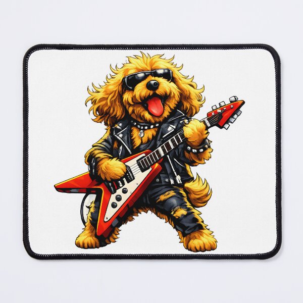 Item preview, Apricot cockerpoo playing rock guitar - birthday gift idea designed and sold by Dazzio Designs.