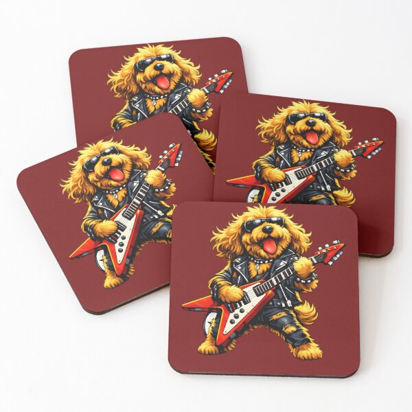 Item preview, Apricot cockerpoo playing rock guitar - birthday gift idea designed and sold by Dazzio Designs.
