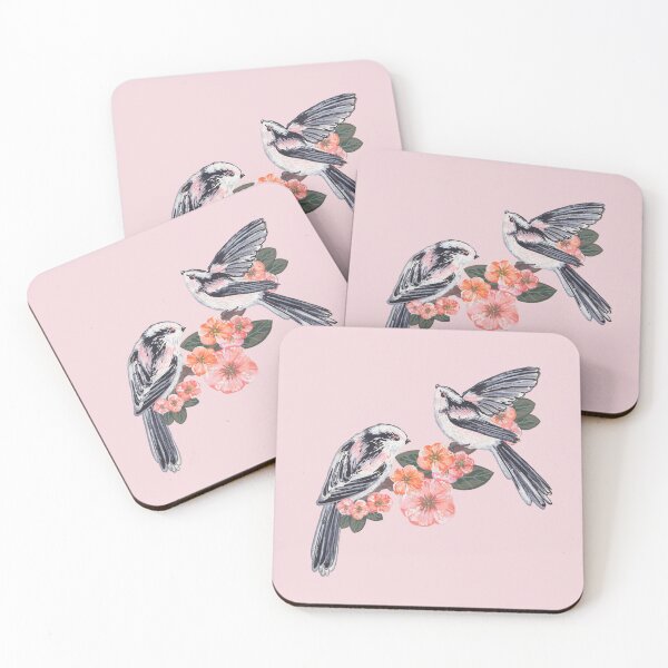 Item preview, Long Tailed Tits and Japanese Quince designed and sold by WildWoodPrint.