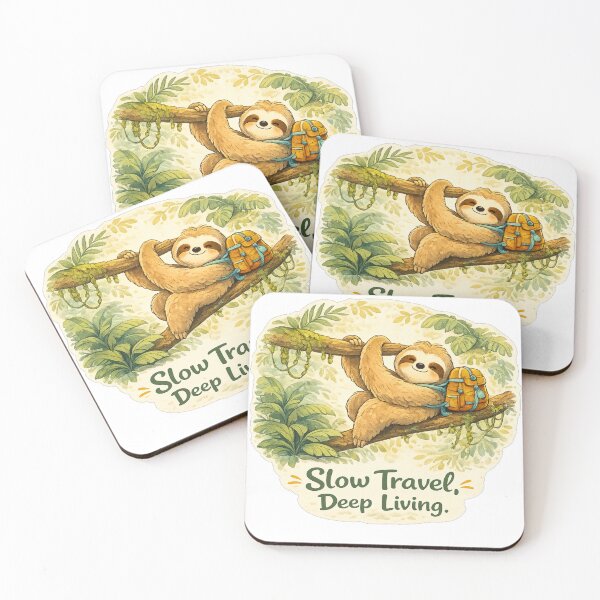 Item preview, Slow Travel, Deep Living | Cute Sloth Traveler Art designed and sold by Wander Vibes.