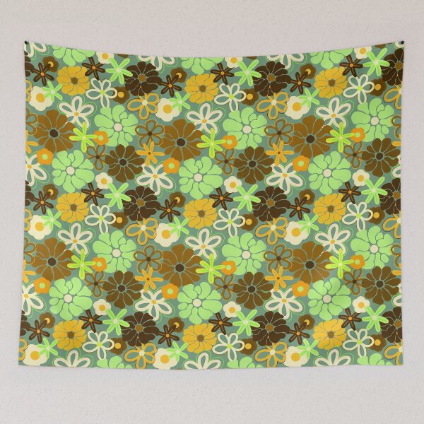 Item preview, Dancing Daisies, Sage green floral design pattern, 70s inspired designed and sold by EmmaSB-Designs.