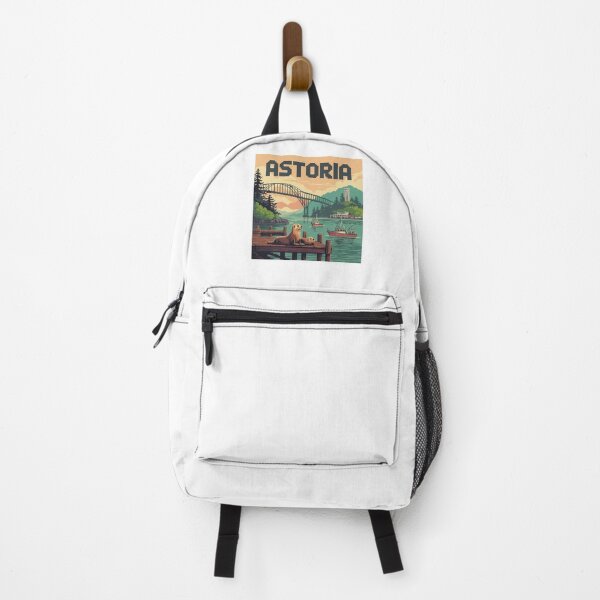 Item preview, Astoria Oregon Pixel Art Waterfront – Sea Lions, Boats & Bridge Sunset designed and sold by CircinusStore.