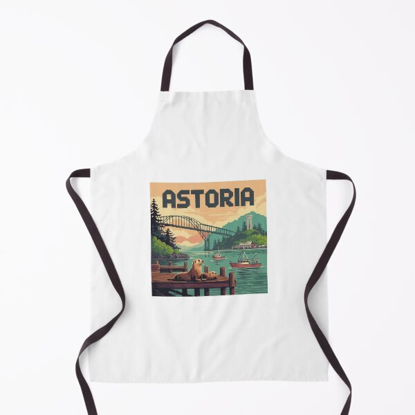 Item preview, Astoria Oregon Pixel Art Waterfront – Sea Lions, Boats & Bridge Sunset designed and sold by CircinusStore.