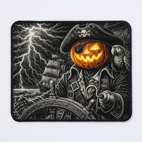 Item preview, Headless Horseman Pirate Steering Through Storm Seas – Dark Nautical Fantasy Art designed and sold by TheHorsemanRidesAgain.