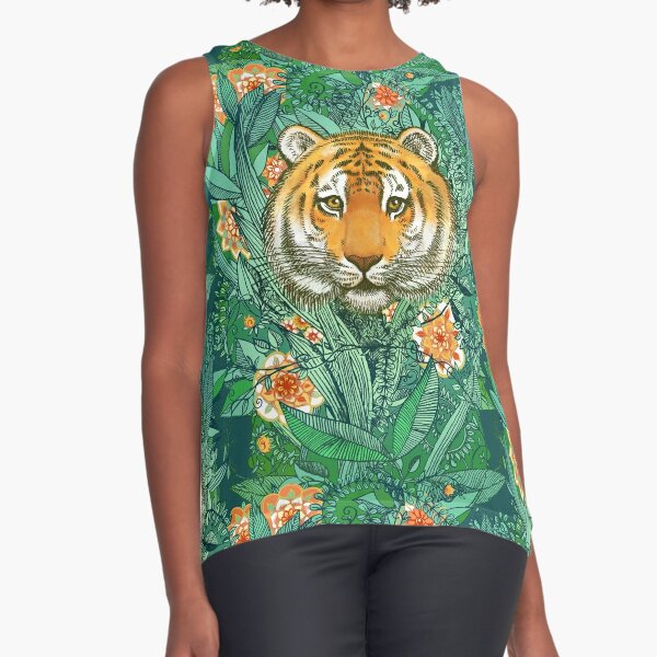Tiger Illustration Muscle Women t-shirt by Chaser Brand Animal Print Boho  Tee