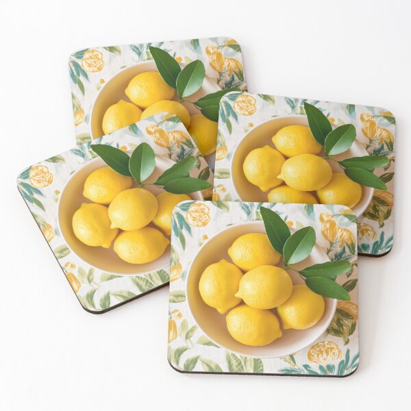 Item preview, Fresh Lemons in a Bowl – Mediterranean Citrus Kitchen Decor designed and sold by Mindrender.