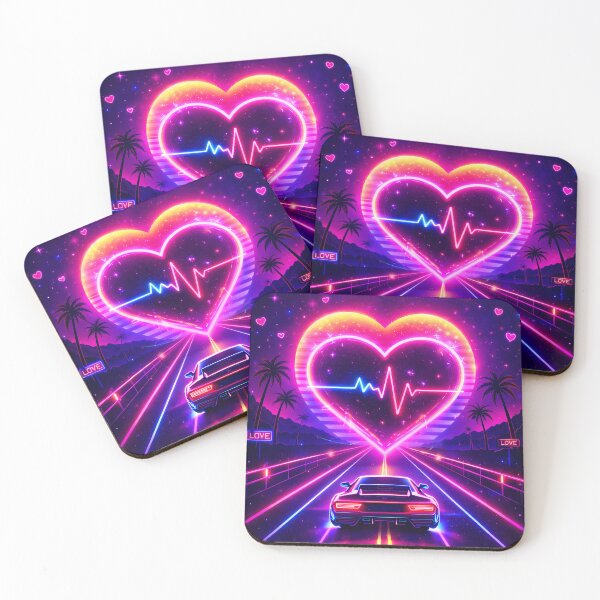 Item preview, Neon Heart Drive – Synthwave Love Highway designed and sold by JWsNeonHorizons.