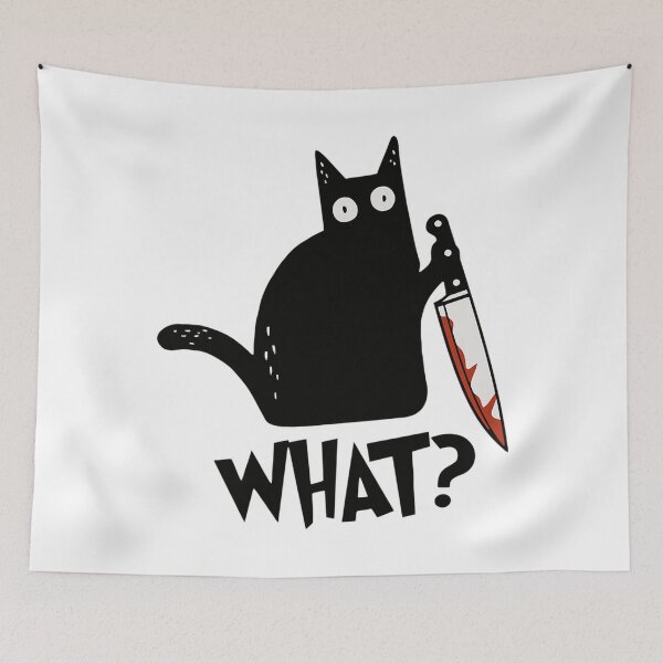 Item preview, Cat What Murderous Black Cat With Knife designed and sold by Blue Dream.