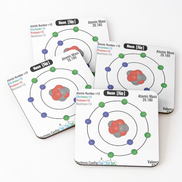 Item preview, Neon Atom Structure Diagram (Ne) – Electrons, Protons and Neutrons. designed and sold by ElmonirPress.