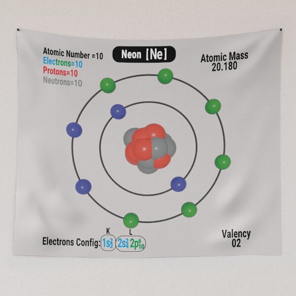 Item preview, Neon Atom Structure Diagram (Ne) – Electrons, Protons and Neutrons. designed and sold by ElmonirPress.
