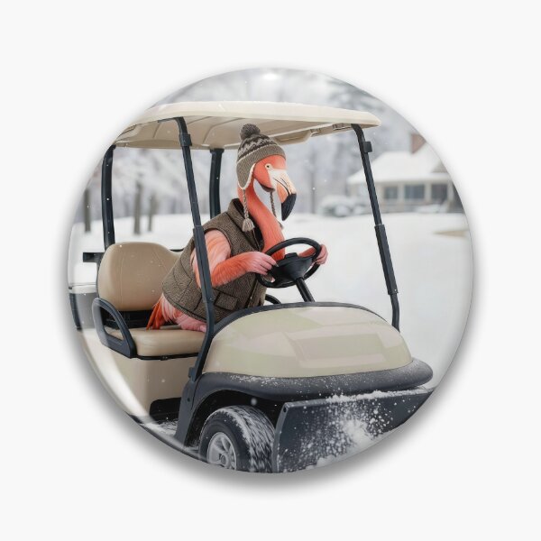 Item preview, Flamingo Driving a Golf Cart With Snowplow  designed and sold by Maria Dryfhout.