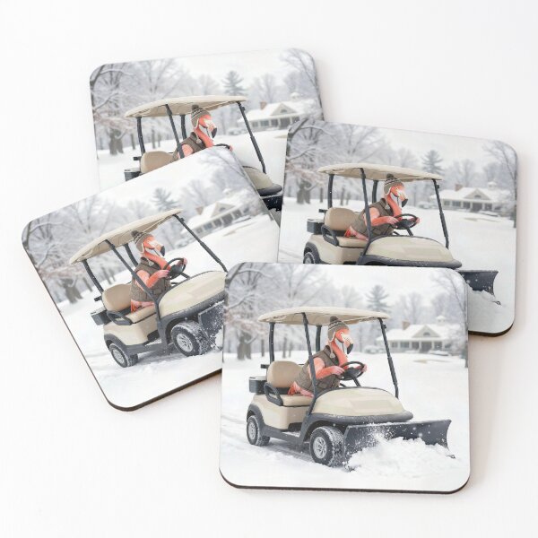 Item preview, Flamingo Driving a Golf Cart With Snowplow  designed and sold by Maria Dryfhout.