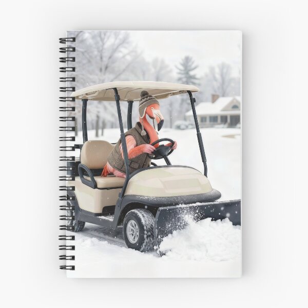 Item preview, Flamingo Driving a Golf Cart With Snowplow  designed and sold by Maria Dryfhout.