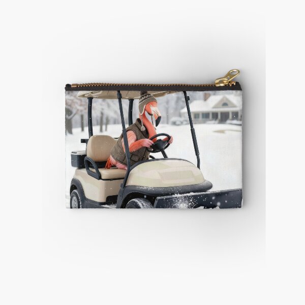 Item preview, Flamingo Driving a Golf Cart With Snowplow  designed and sold by Maria Dryfhout.