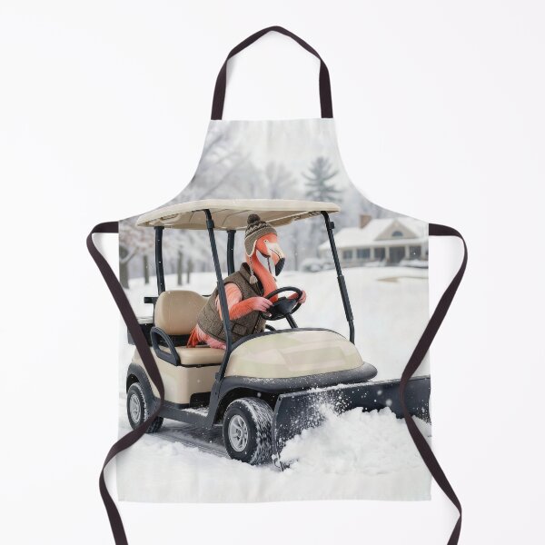 Item preview, Flamingo Driving a Golf Cart With Snowplow designed and sold by Maria Dryfhout.