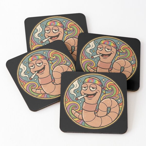 Item preview, Retro Stoned Worm - Psychedelic 70s Earthworm Mascot designed and sold by TSE DESIGN.