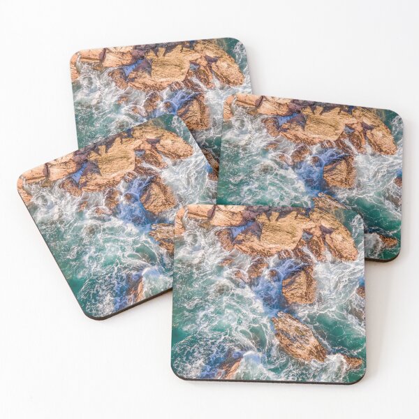 Item preview, Overhead view of waves crashing against the sea rocks designed and sold by HenrryRamirez.