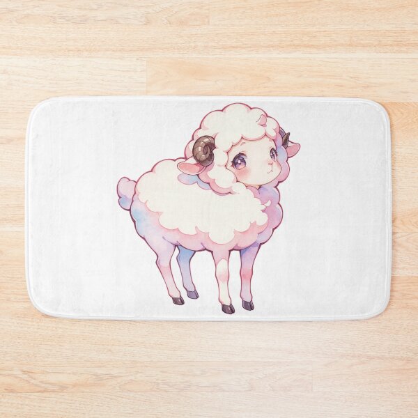 Item preview, Watercolor Sweet Fluffy Sheep with Purple Eyes and Pink Blushing Face designed and sold by Jagamusubi.