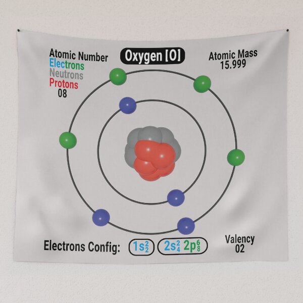 Item preview, Oxygen Atom Structure Diagram (O) with Electrons and Nucleus designed and sold by ElmonirPress.