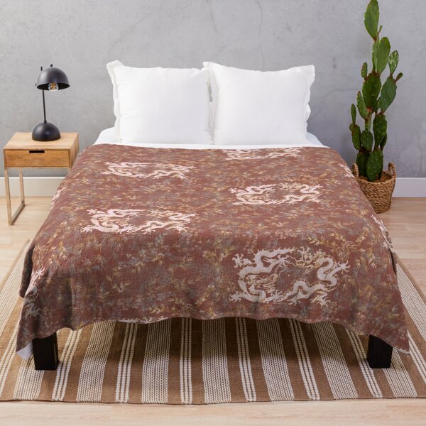 Item preview, Ancient Dragons - Burnt Sienna Brown Vintage Multicolor Floral and Linen designed and sold by LoveAlways-AEP.
