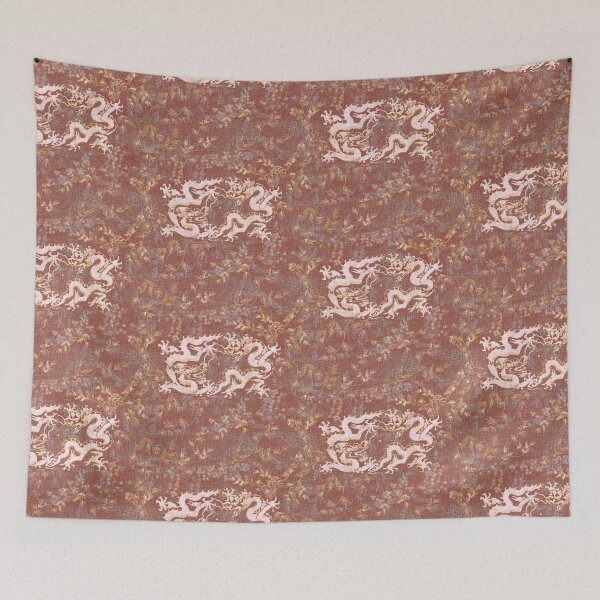 Item preview, Ancient Dragons - Burnt Sienna Brown Vintage Multicolor Floral and Linen designed and sold by LoveAlways-AEP.