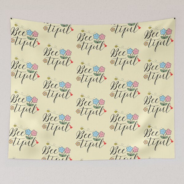 Item preview, Bee tiful – Cute Bee & Smiling Flowers Pun Quote | Kawaii Positive Illustration designed and sold by AESTHETIC-FLAIR.
