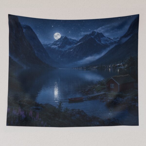 Item preview, Scandinaviam lake at night designed and sold by ArtStore-EC.