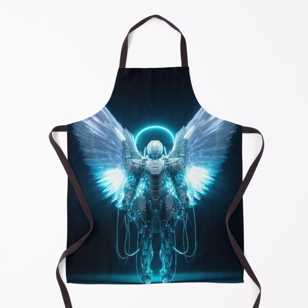 Item preview, Mechanical Neon Angel – Futuristic Cyber Angel with Glowing Wings designed and sold by VisionaryVeils.