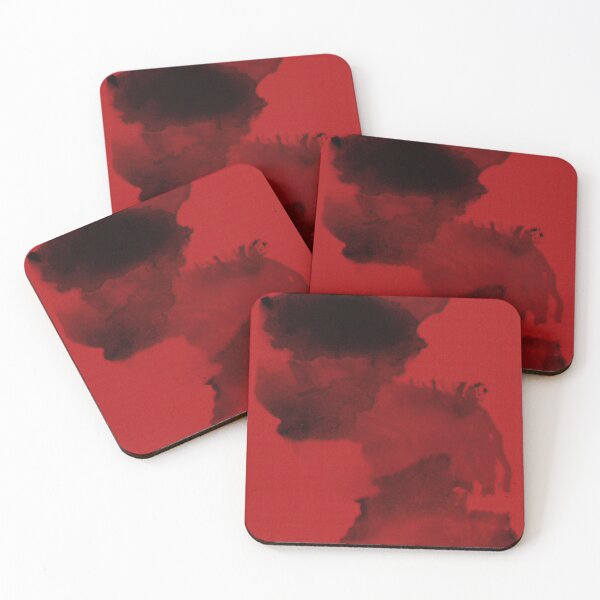 Item preview, Dragon’s Breath – Abstract Red & Black Ink Wall Art designed and sold by 3721 Gallery.