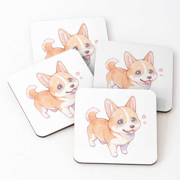 Item preview, Watercolor Joyful Corgi with Radiant Blue Eyes and Floating Pink Flowers designed and sold by Jagamusubi.
