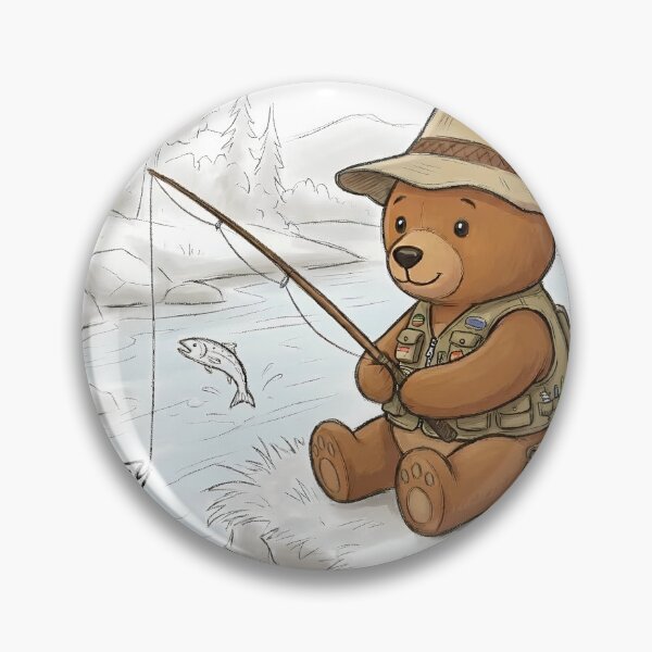 Item preview, Cute Bear Fishing – Cozy Nature Illustration designed and sold by Raudesign.