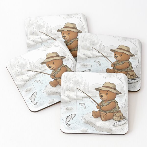 Item preview, Cute Bear Fishing – Cozy Nature Illustration designed and sold by Raudesign.