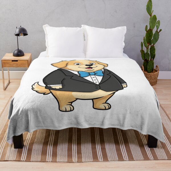Item preview, Dapper Golden Retriever in a Tuxedo with Blue Bow Tie designed and sold by ToonyTeez.