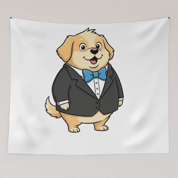 Item preview, Dapper Golden Retriever in a Tuxedo with Blue Bow Tie designed and sold by ToonyTeez.