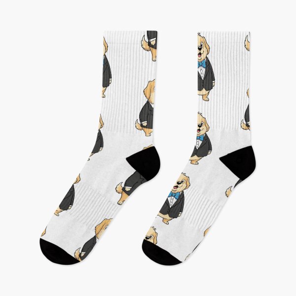Item preview, Dapper Golden Retriever in a Tuxedo with Blue Bow Tie designed and sold by ToonyTeez.